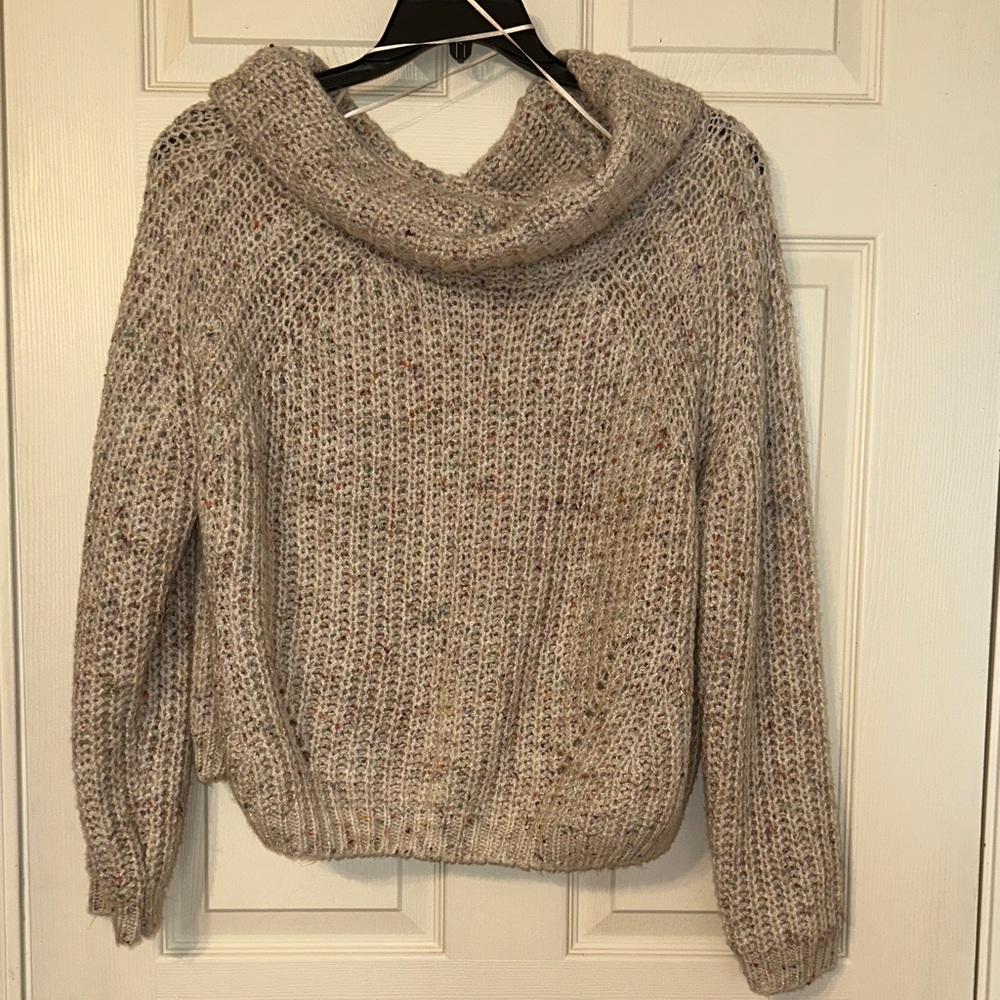 moon & madison Speckled Cowl Neck Sweater